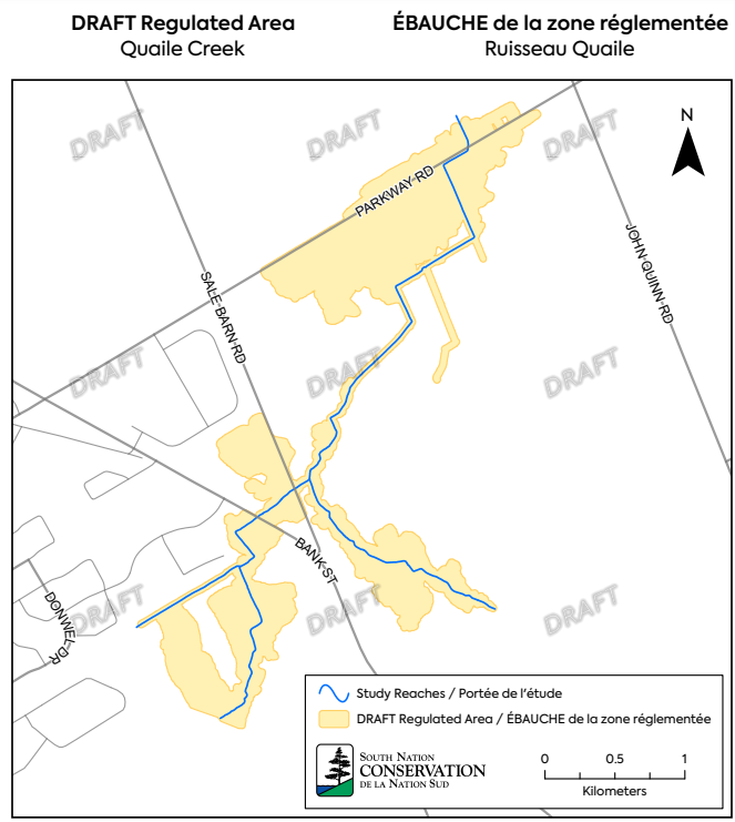 Draft Regulated Area Map for Quaile Creek within the City of Ottawa