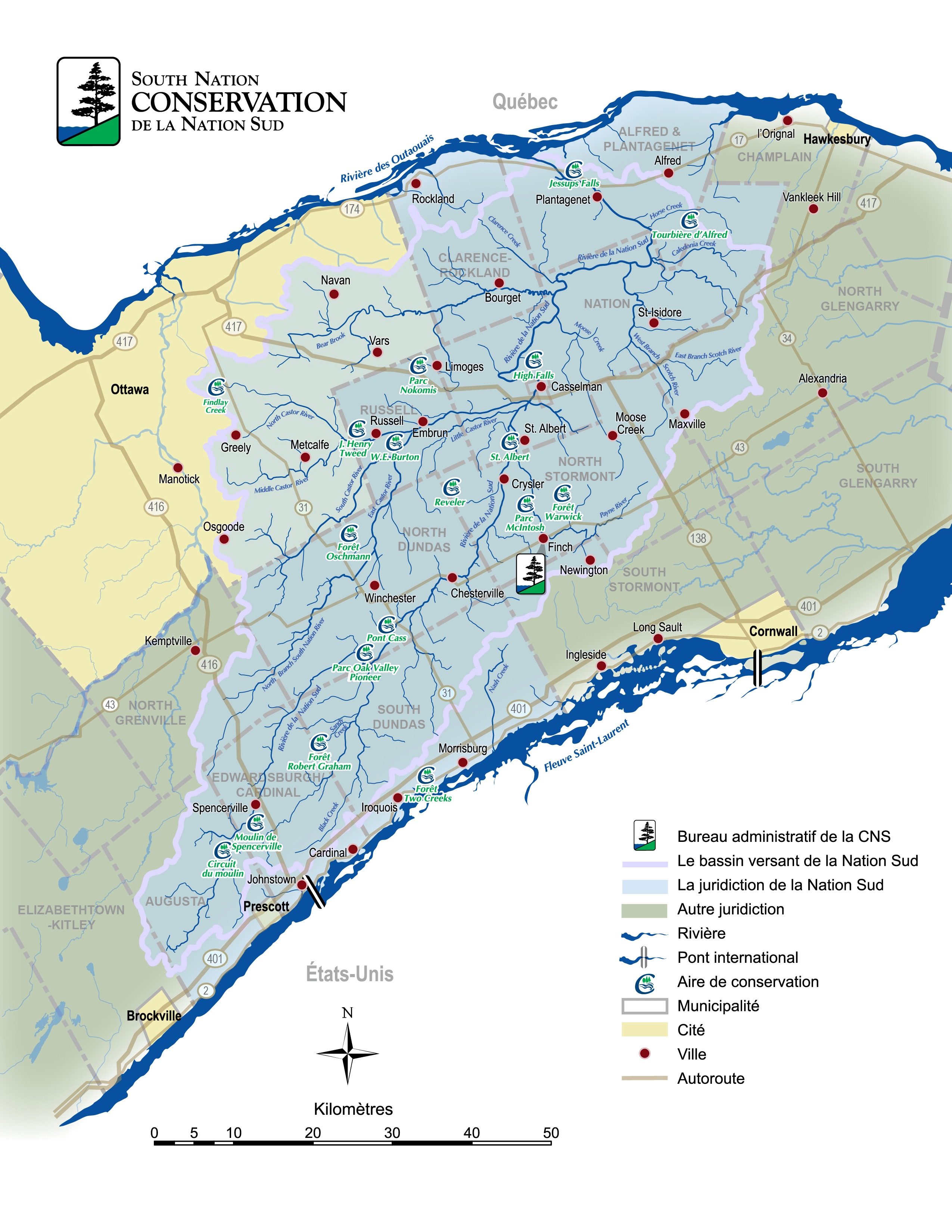 Carte des aires de conservation