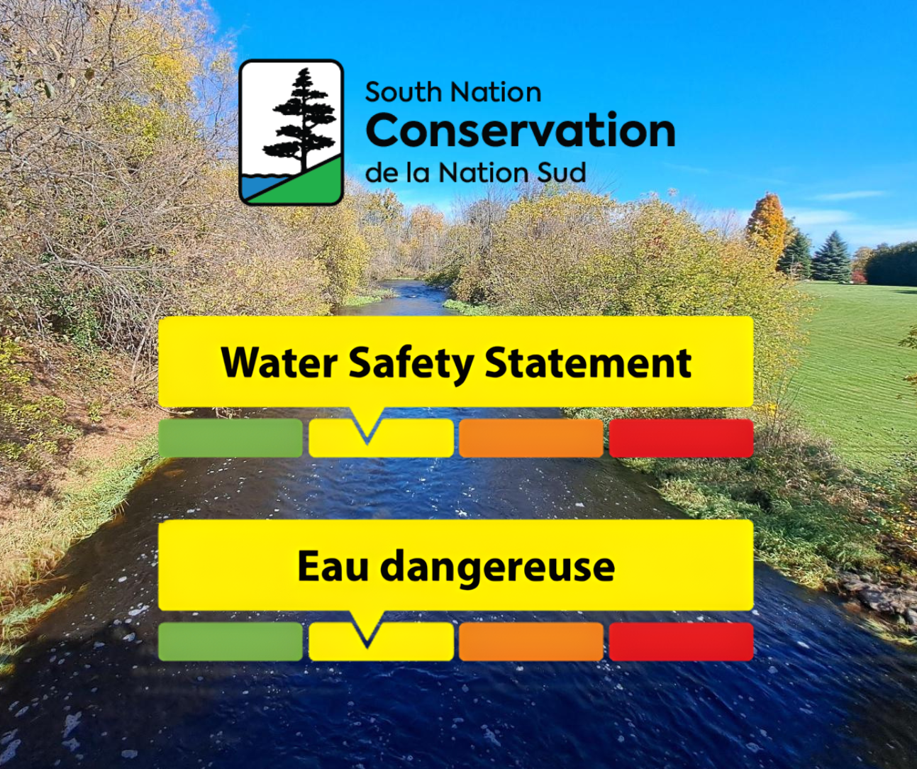 water safety notice graphic for the South Nation River